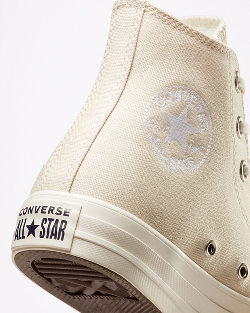 Women's Converse Chuck Taylor All Star Embroidered Floral High Top Shoes Beige White | AU 198E6O